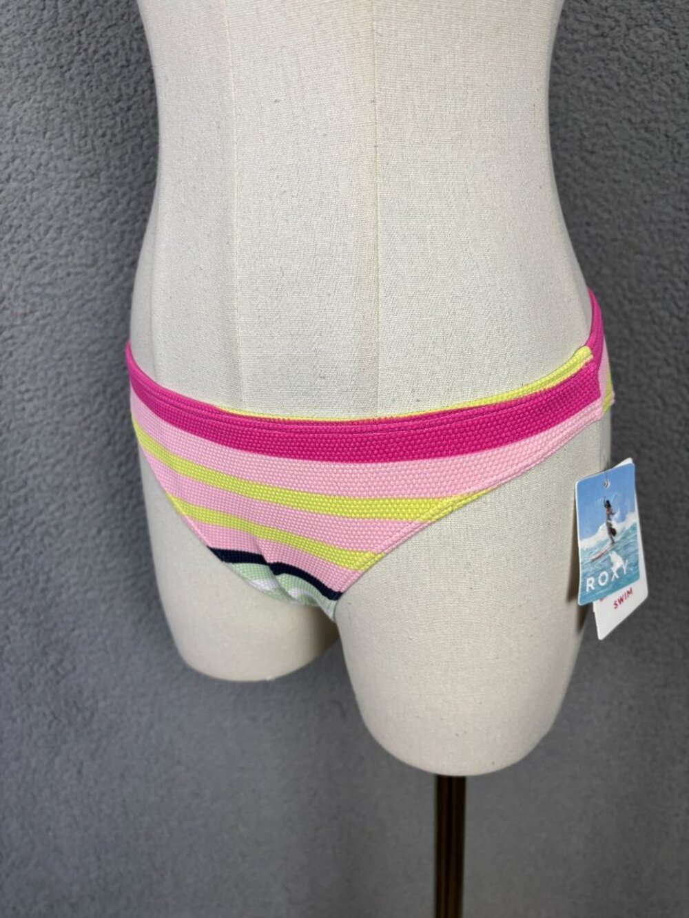 Roxy Women's Stripe Soul Mid Waist Bikini Bottom Multicolor Size Small NWT's - Picture 3 of 8